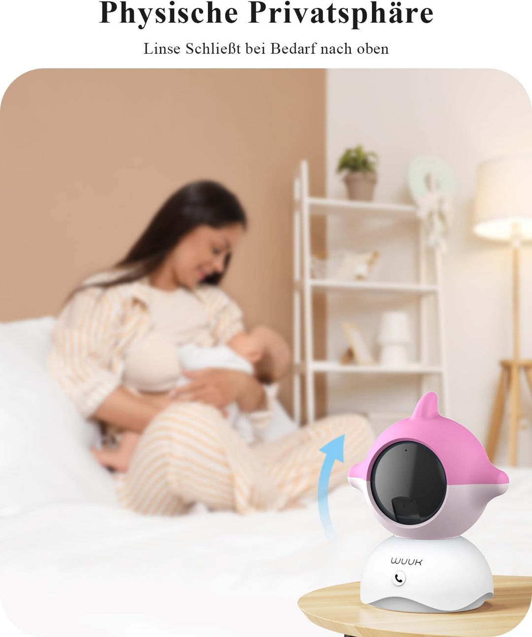WUUK 2K Babyphone mit 2 Kameras und App, 5.5 Zoll Display mit 360° PTZ Baby Monitor, 10X Zoom, 305m