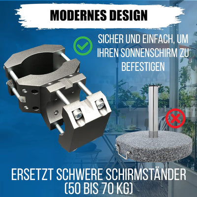 KD-TECH Stabiler Sonnenschirmhalter - Sonnenschirmständer für Balkon und runde, eckige Geländer - si