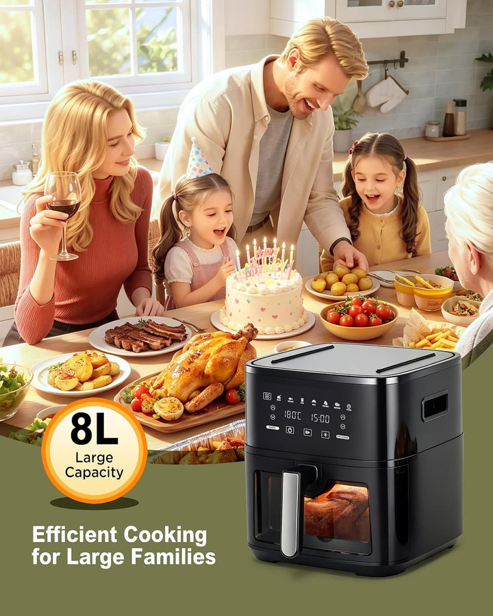KEINVE Easy Fry & Grill Heissluftfritteuse, 2-in-1 Technologie (Air Fryer und Grill), Digitales Disp