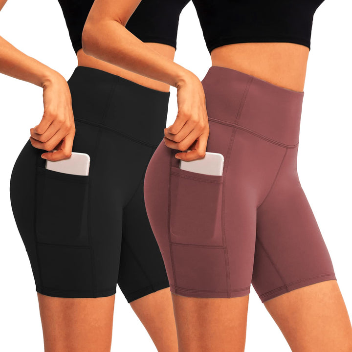 HomyComy Damen Sporthose Kurze Hohe Taille Yogahose Leggings für Sommer Leggins Radlerhose Fitness H