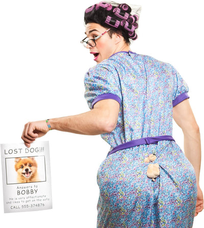 EUROCARNAVALES Herren Kostüm verzweifelte Oma Sucht Hündchen Gr. M/L Hausfrau Dicke Oma Karneval Spa