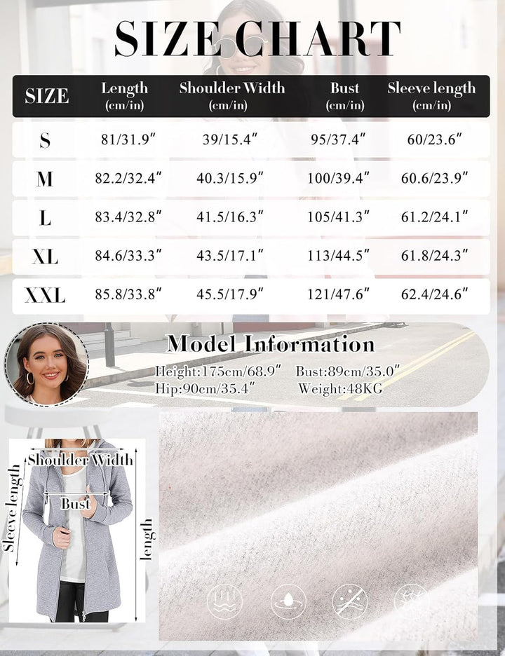 CMTOP Damen Sweatjacke Hoodie Kapuzenpullover mit Zipper Sweatshirt Jacke Langarm Pullover Kapuzenpu