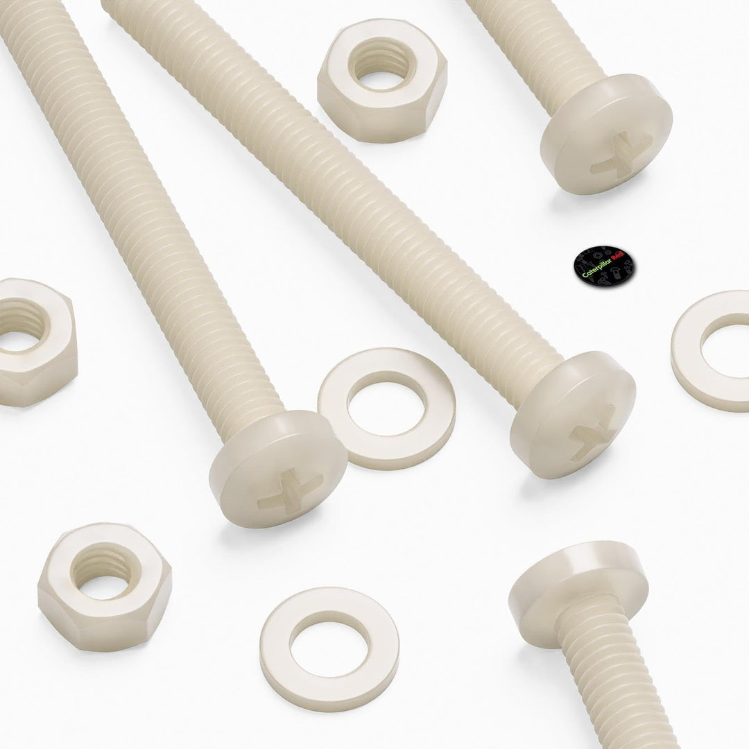 50 x Nylon Flachkopf-, Kreuzkopf-Kunststoff- Maschinenschrauben, M6 x 60mm, Kunststoffschrauben, Mut