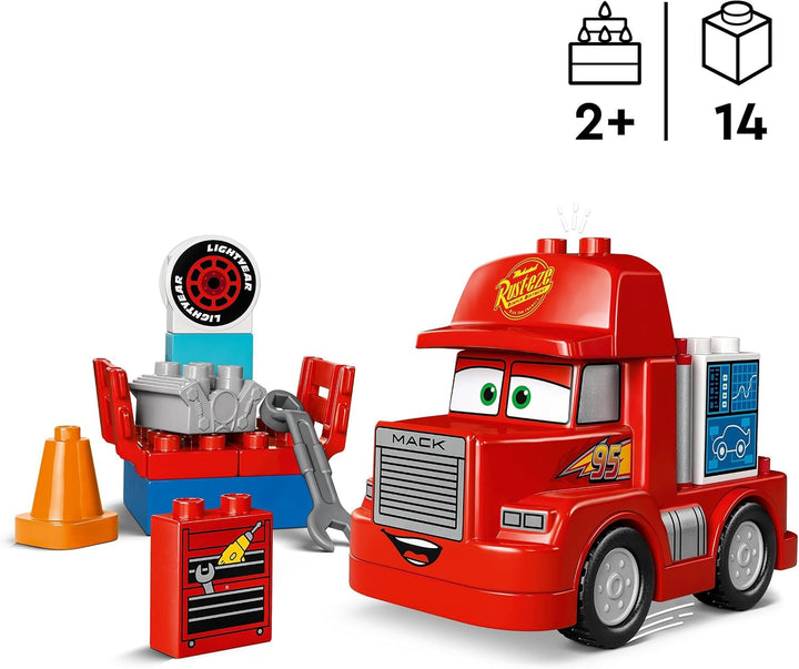 LEGO DUPLO | Disney and Pixar’s Cars Mack Truck beim Rennen, Auto-Set mit LKW-Spielzeug für Kleinkin