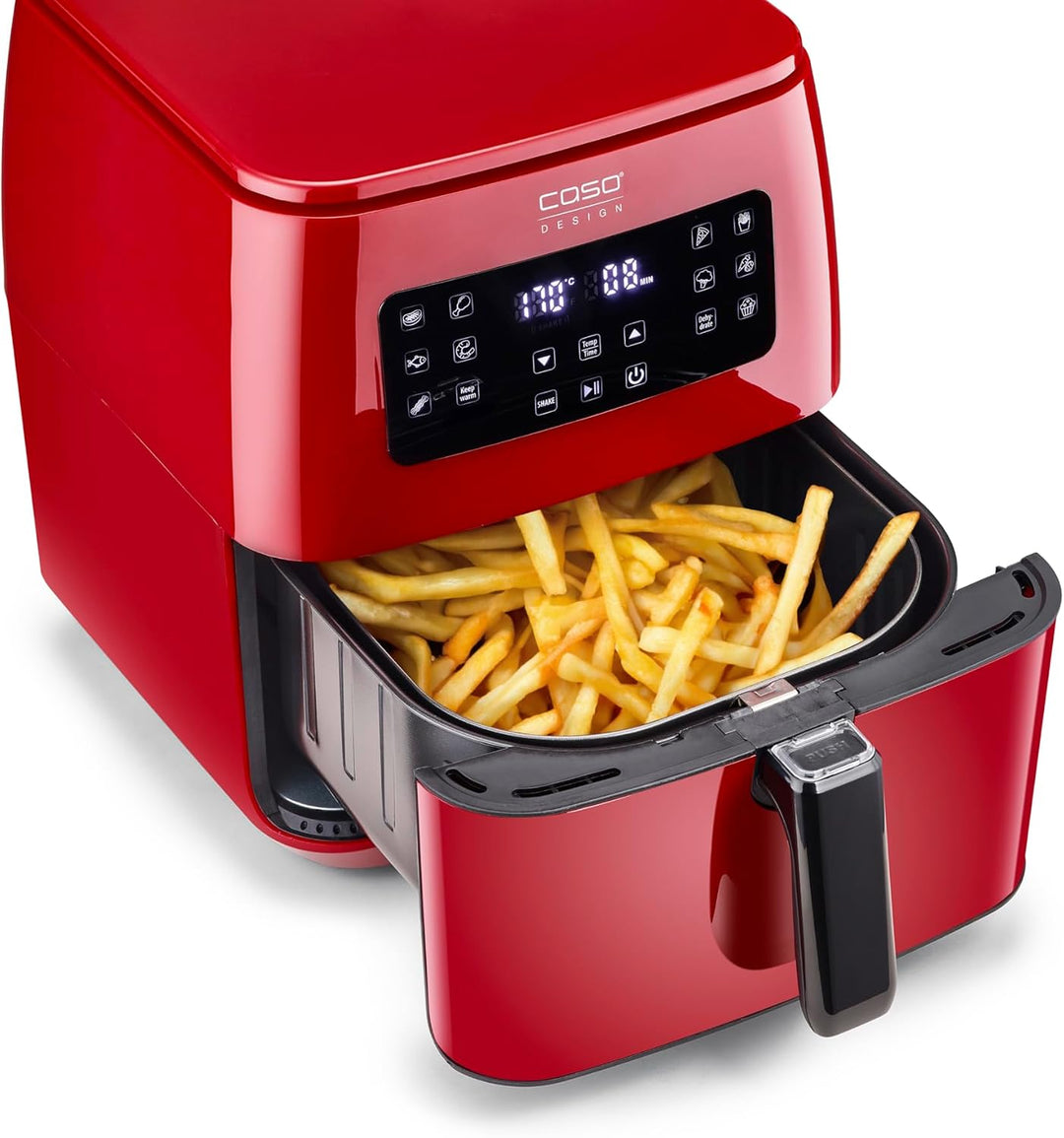 CASO AF 600 XL Red - grosse Heissluftfritteuse mit 6L Korbvolumen, 12 Automatik-Programme, Sensor-To