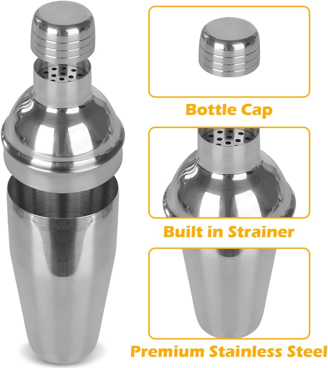 Cocktail Shaker Set,25oz cocktailshaker Glas,6 Stück Edelstahl Cocktails Mix Sets,Gin coktailshakers