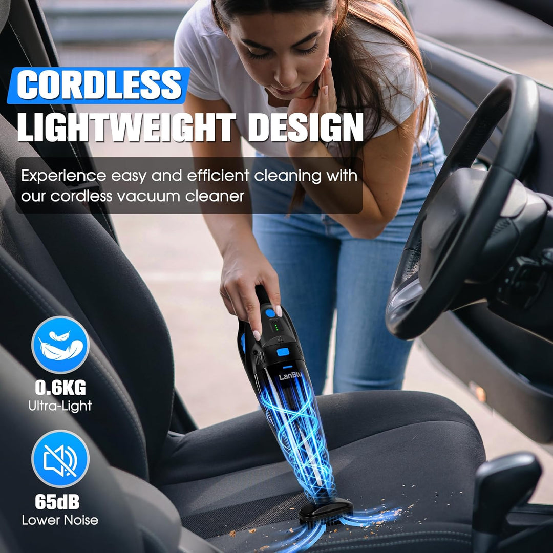 Handstaubsauger Akku Testsieger mit Ladestation & LED Beleuchtung, 25000Pa Kabelloser Handstaubsauge