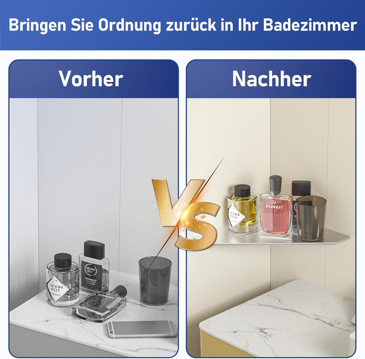 Duschablage mit 3 mm Stärke,304 Edelstahl Pentagonal Eckregal,Vertieftes Badezimmer-Duschregal Dusch