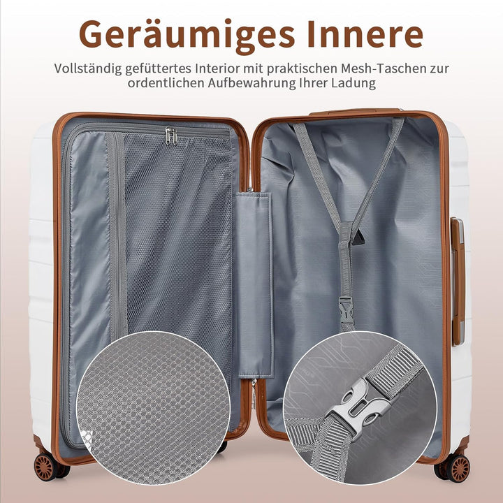 KONO Mittelgross Koffer 65cm Leicht Reisekoffer aus Polypropylen Hartschale Koffer mit 4 Rollen und