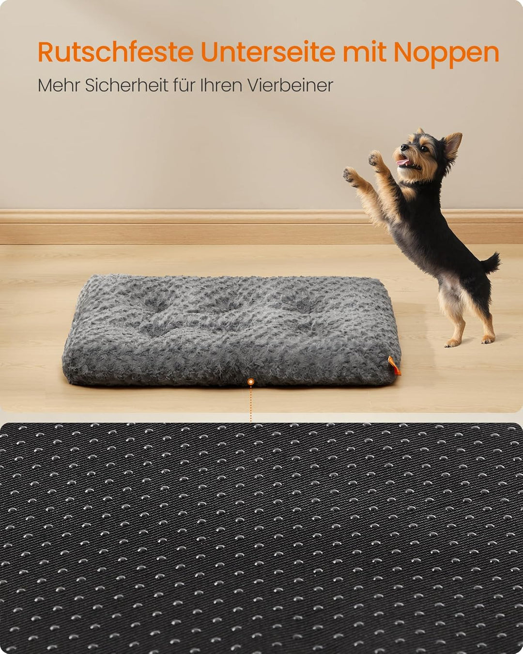 Feandrea Hundebett, Hundekissen M, für kleine Hunde, Flauschige Hundematte, Plüsch, 80 x 50 cm, weic