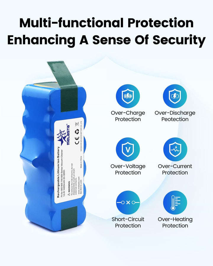 melasta 14.4V 4400mAh Lithium-Ionen Ersatz Batterie Akku kompatible mit iRobot Roomba 500 600 700 80