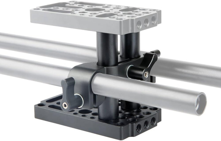 NICEYRIG Käseplatte mit 15mm Rod Raiser Clamp, Kurze Stangen für DSLR Kamera Baseplate Lifting Syste