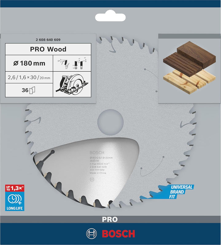 Bosch Professional 1x Kreissägeblatt Optiline Wood (Sägeblatt für Holz, Ø 180 x 30 x 2,6 mm, 36 Zähn