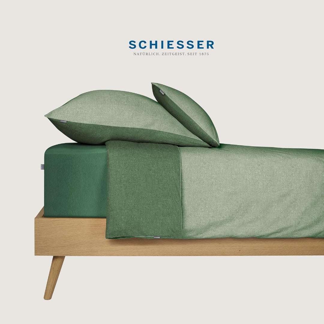 Schiesser Wende-Bettwäscheset Doubleface in angenehm glatter Renforcé Qualität, Made IN Green, Farbe