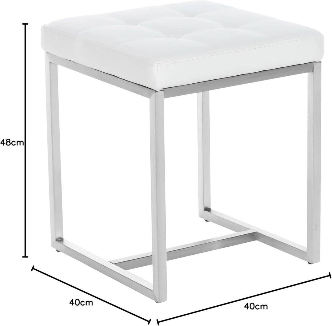 CLP 2er Set Edelstahl-Sitzhocker Barci Kunstleder I Moderne Hocker Mit Hochwertiger Polsterung Und B