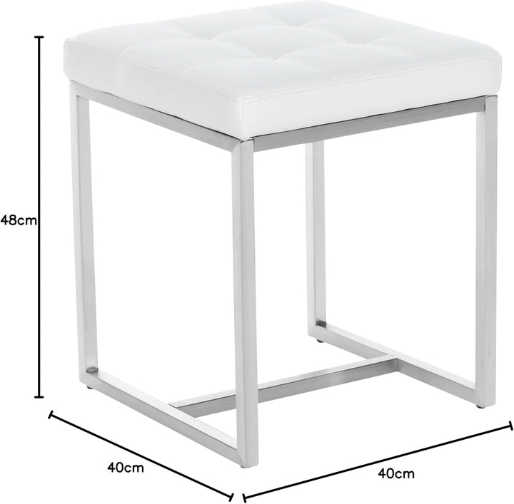 CLP 2er Set Edelstahl-Sitzhocker Barci Kunstleder I Moderne Hocker Mit Hochwertiger Polsterung Und B