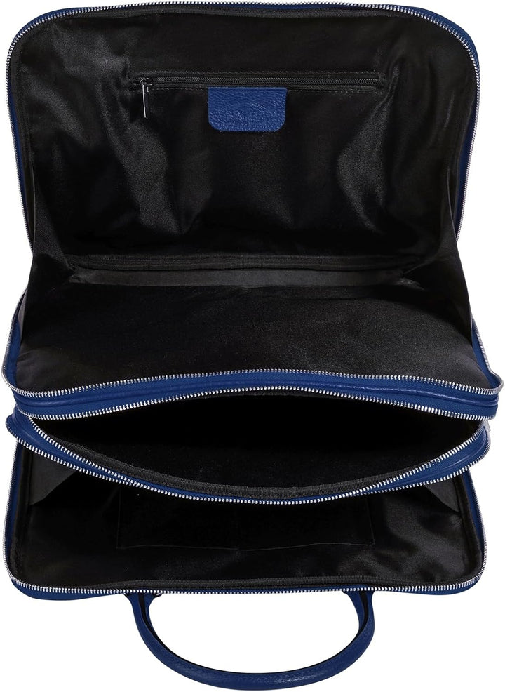 Cluty Aktentasche echt Leder Damen - 021833 Blau, Blau