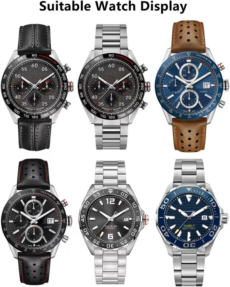 FOUUA Uhrenarmband 22mm for Tag Heuer Leder Echtleder-Uhrenarmband im Krokodil-Stil mit blauen Nähte