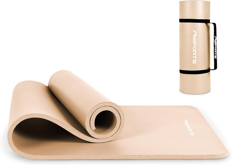 MSPORTS Gymnastikmatte | Yogamatte Premium rutschfest inkl. Tragegurt + Übungsposter + Workout App I