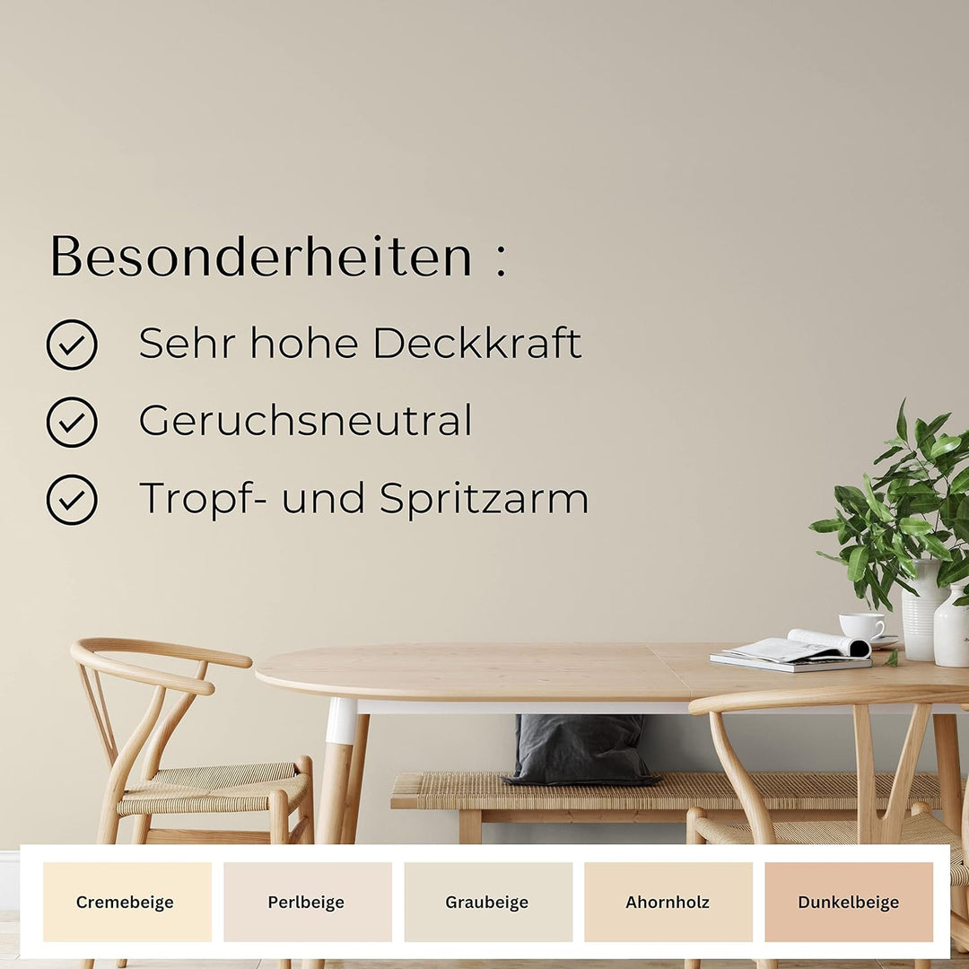 derendo Fühl Dich Wohl Deine Farbe beige, matte Wandfarbe beige, hohe Deckkraft, verschiedene Beiget
