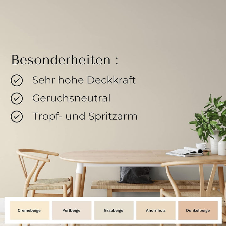 derendo Fühl Dich Wohl Deine Farbe beige, matte Wandfarbe beige, hohe Deckkraft, verschiedene Beiget