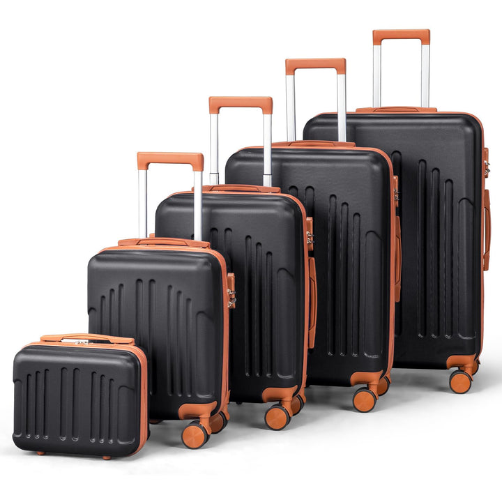 LALAHO Kofferset 5 teilig mit Kosmetikkoffer, Hartschalen Koffer Set aus ABS, Reisekoffer Set, Gepäc