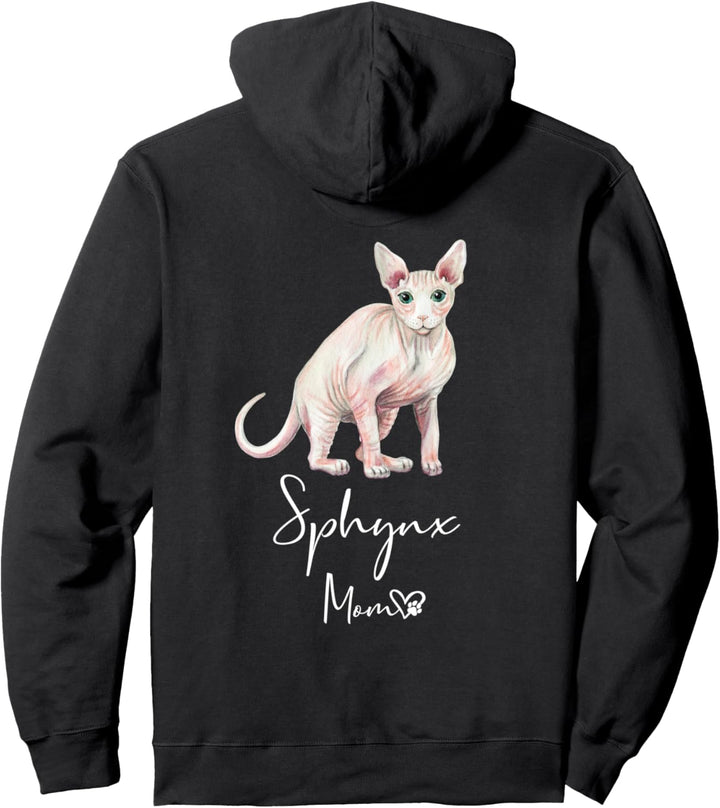 SPHYNX MOM Mama Katze Nacktkatze Katzenmama Frauchen Pullover Hoodie