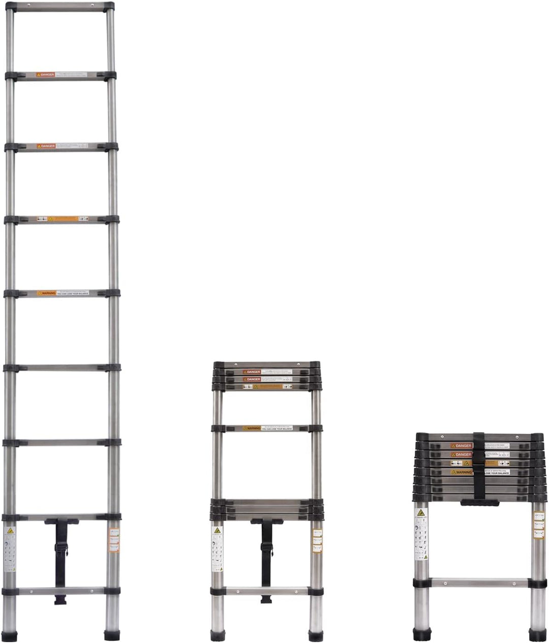2.6m Teleskopleiter Ausziehleiter Edelstahlleiter für Wohnmobil/Dachboden/Büro/Warenhaus Mehrzweckle