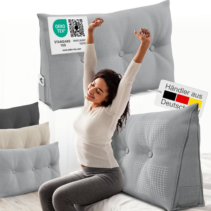 Rückenkissen, Bett-Rückenstütze Keilform, Rückenstützkissen, für Bett &amp; Sofa, 100 cm breit, ideal fü