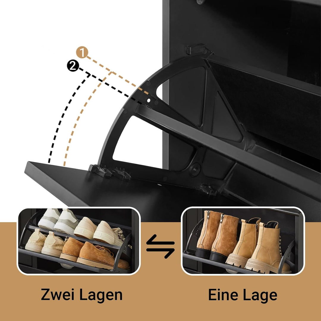 SoBuy Schuhbank mit Sitzfläche Sitzbank mit Stauraum und 2 Klappen, schmaler Schuhschrank mit Sitzba
