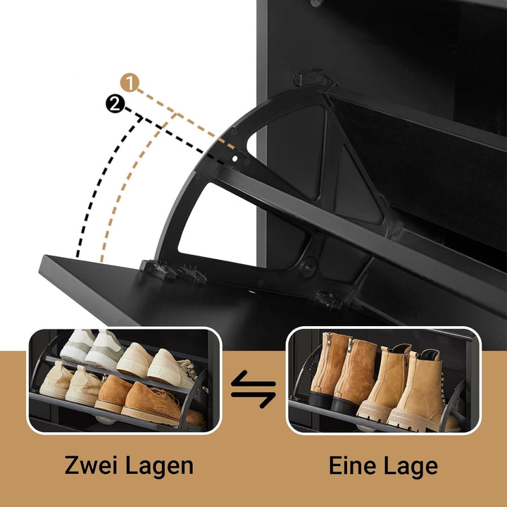 SoBuy Schuhbank mit Sitzfläche Sitzbank mit Stauraum und 2 Klappen, schmaler Schuhschrank mit Sitzba