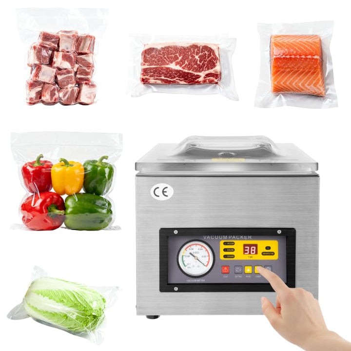 Vakuumiergerät, 3-in-1 Vakuumierer für Lebensmittel, DZ-260S Profi Industriell Vakuumierer Tisch Vak