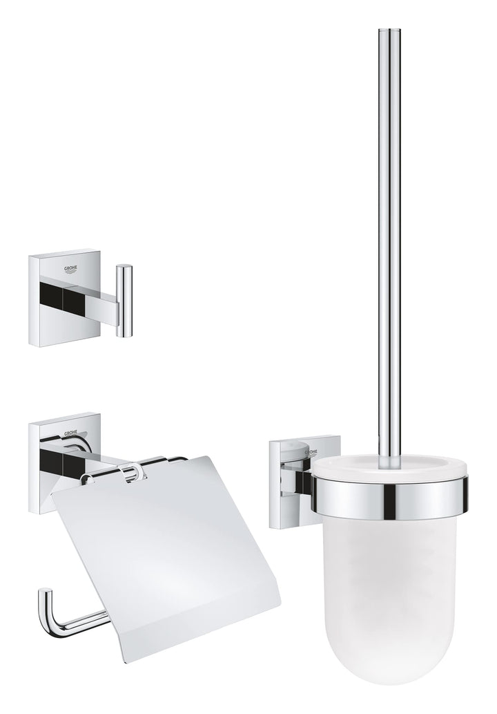 GROHE Start Cube - WC- Set 3-in-1 (verdeckte Befestigung, Material: Glas/Metall, langlebig), chrom,