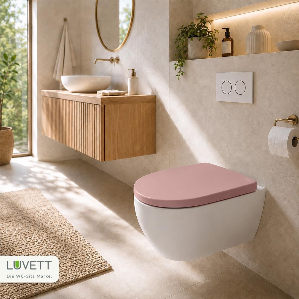LUVETT® WC-Sitz mit Absenkautomatik C100 oval universell, Toilettendeckel mit 3 Edelstahl Montagelös