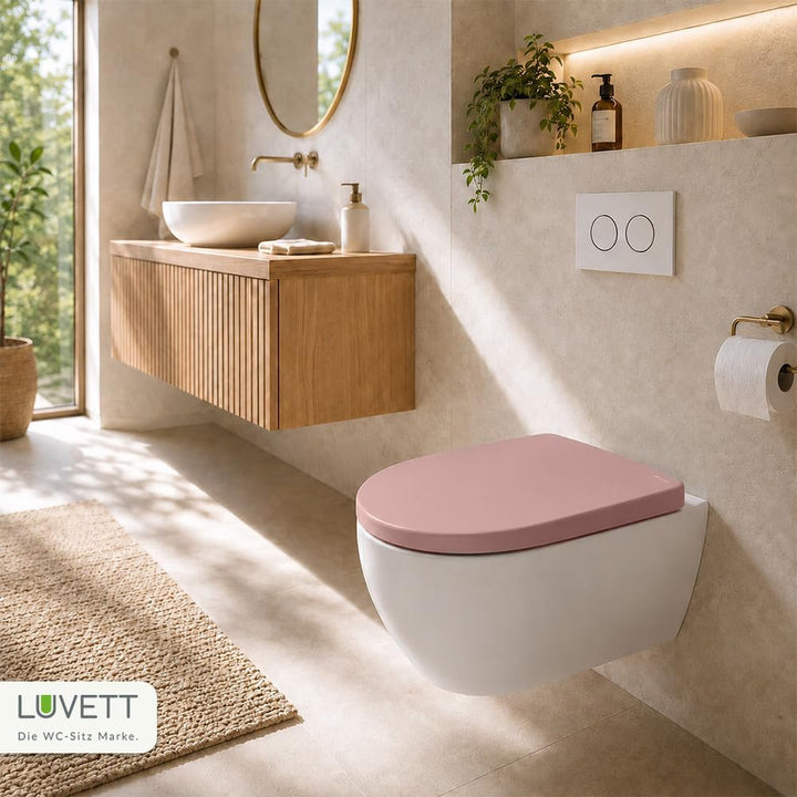 LUVETT® WC-Sitz mit Absenkautomatik C100 oval universell, Toilettendeckel mit 3 Edelstahl Montagelös