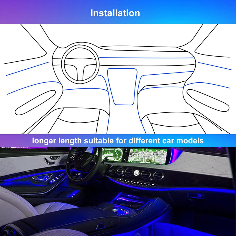 Wilktop led innenbeleuchtung mit APP,2 Zeilen 9 PCS Bunt RGB Auto Led Innenbeleuchtung,Auto-LED-Stre