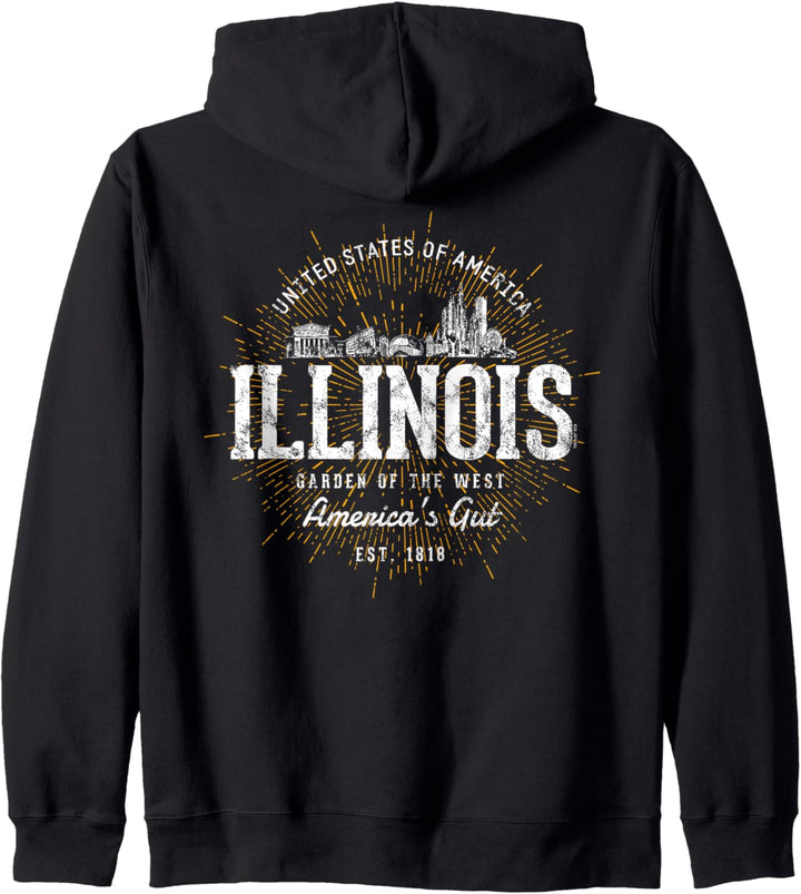 Vereinigte Staaten Vintage Stil Retro Illinois Kapuzenjacke