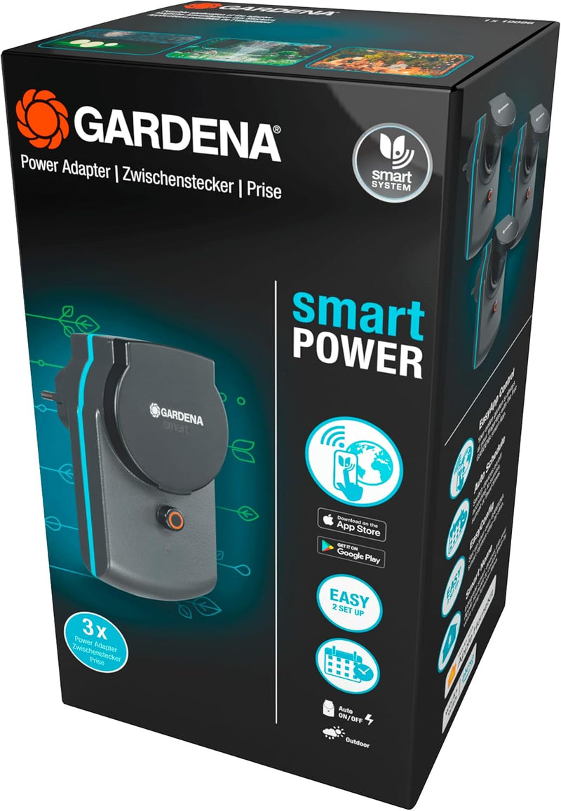 Gardena smart Power Zwischenstecker 3er Set: Schaltbarer Verbindungsstecker für den Aussenbereich zu