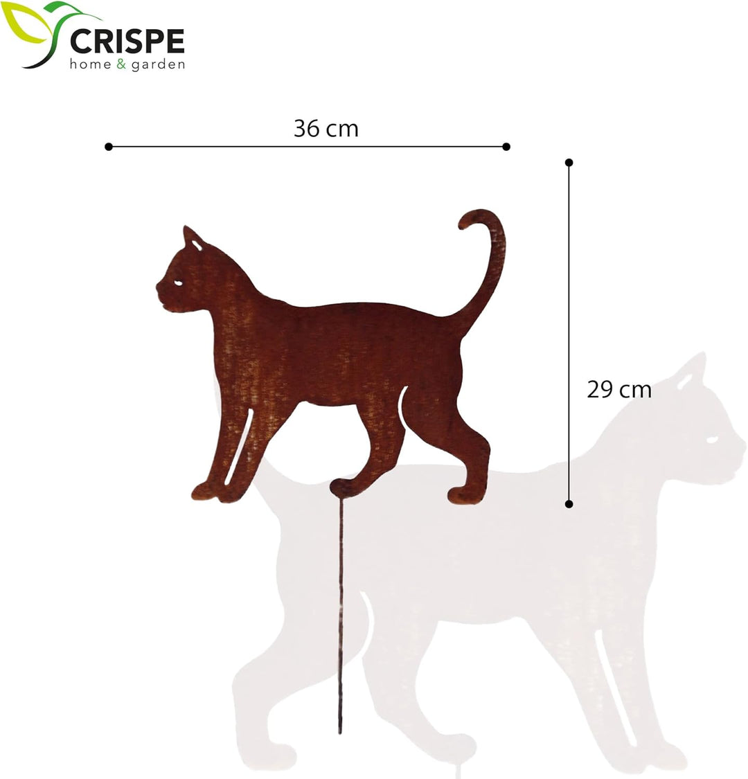 Crispe home & garden Gartenstecker Edelrost - laufende Katze gross - Höhe 29 cm, Katze Groß
