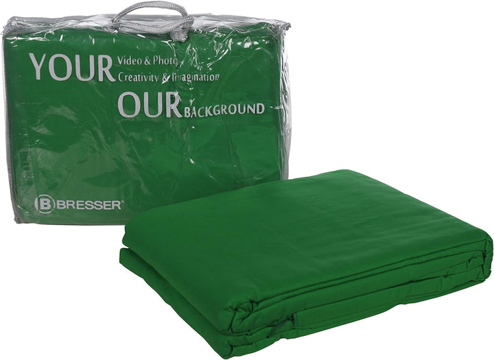 Bresser F000408 Baumwolle Fotostudio Stoff Hintergrund 3x4 m chromakey grün