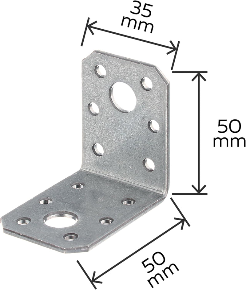 Alberts 846503 Winkelverbinder | sendzimirverzinkt | 50 x 50 x 35 mm | 50er Set, 50 x 50 x 35 mm