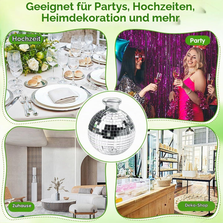 6 Stück Disco Ball Vase Deko Kugel Discokugel Blumentopf Vase Disco Kugel Pflanzentopf Discos Ball P