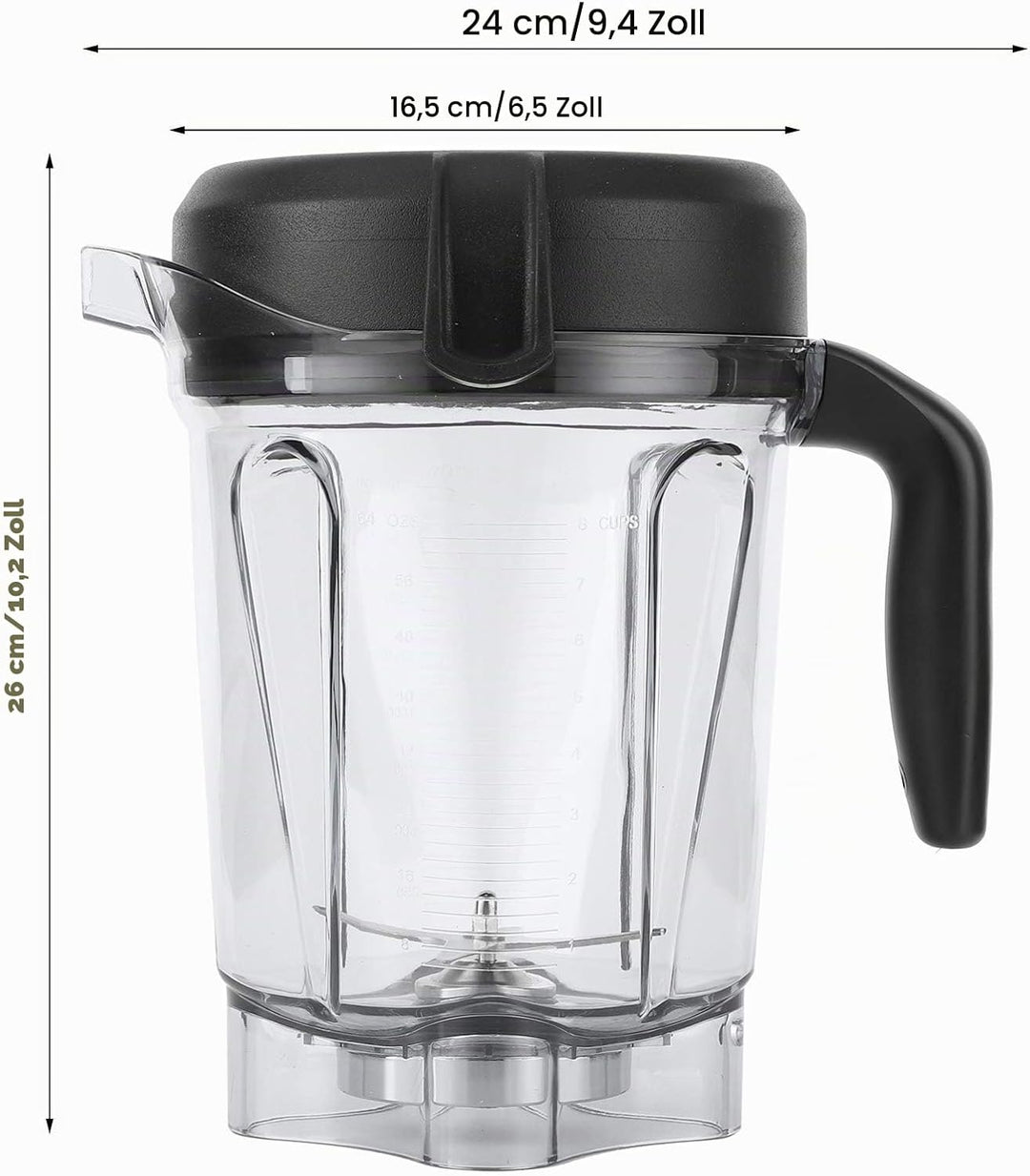 Tbest Mixerbehälter, Mixbecher, Transparenter Behälter für Küchenmixer mit Ersatzdeckel und Klinge,