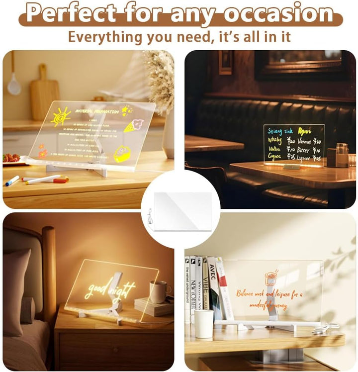 2 Stück LED Notiztafel mit Farben, Leuchtendes Led Zeichenbrett für Kinder, Led Zeichentafel Kinder