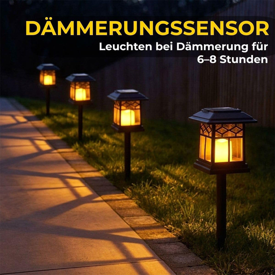 Festive Lights 2-in-1 LED Solarleuchte Garten mit Flammeneffekt Laterne Flackernde Flamme Solar Gart