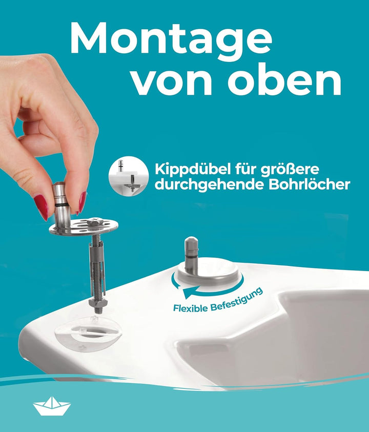 Calmwaters® Nachhaltiger Toilettendeckel, Made in EU, WC-Sitz mit Absenkautomatik, 100% recycelter K