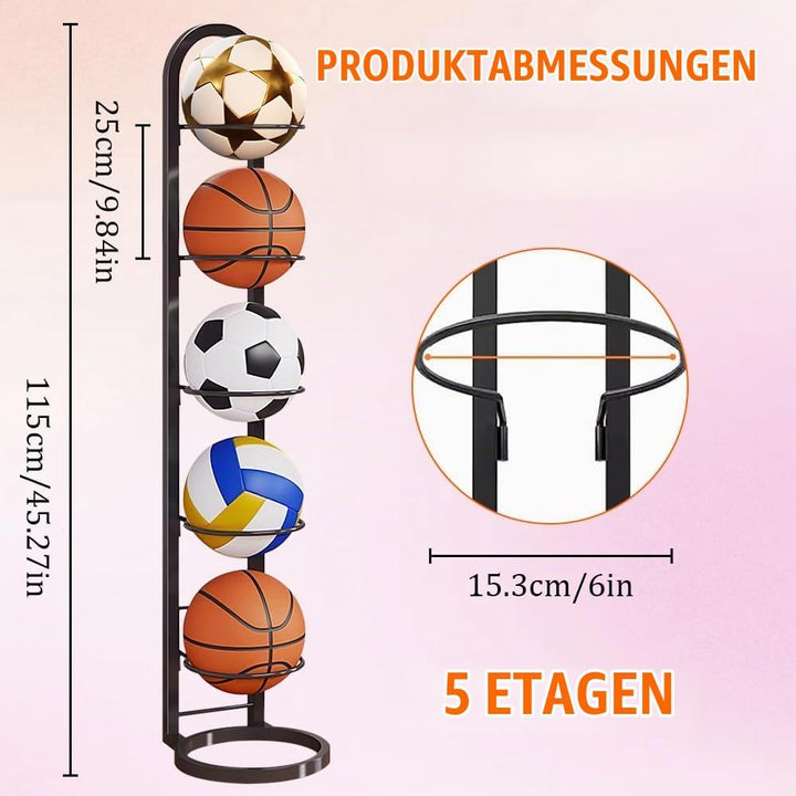 Stufiger Ballständer, Vertical Ballregal Fussball Ständer, Abnehmbares Standing Rack Halter, Ball Au