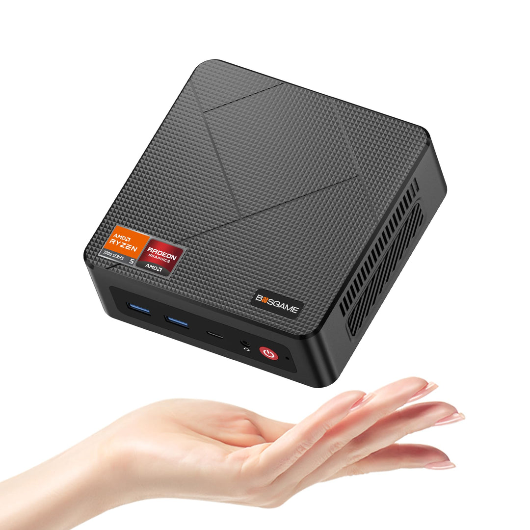 BOSGAME E4 Mini PC, AMD Ryzen 5 3550H (bis zu 3,7 GHz), 16 GB DDR4 RAM 512 GB NVMe SSD Mini Computer