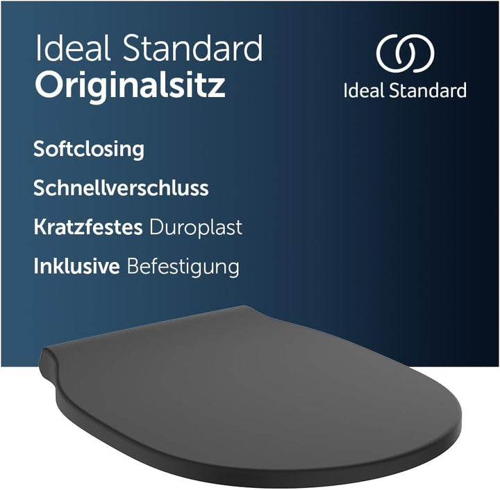 Ideal Standard Connect Air WC-Sitz mit Softclose, Wrapover – Schwarz Matt | Abnehmbarer WC-Sitz mit
