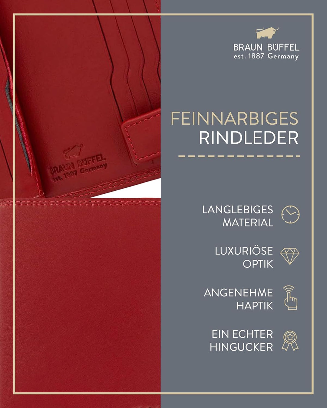 BRAUN BÜFFEL - Geldbörse Herren aus echtem Rindleder Golf 2.0 - Geldbeutel Portmonee für Männer mit
